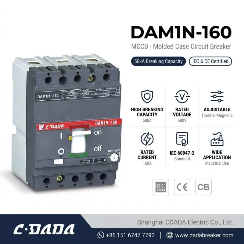 CDADA এ মুকলি কৰিলে উচ্চ ক্ষমতাসম্পন্ন DAM1N-160 160A MCCB চাৰ্কিট ব্ৰেকাৰ